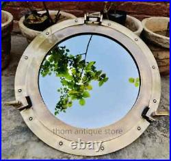 Nautical Barss Finish Porthole Mirror 24, Maritime Ship Round Window Wall Décor