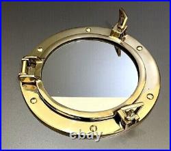Nautical Brass Polished Porthole Mirror Pirate's Boat Decorative Mirror 8 Inch