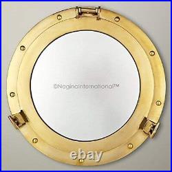 Nautical Brass Polished Porthole Mirror Pirate's Boat Home Decorative Mirror