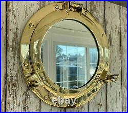 Nautical Cabin Mirror Antique Porthole Brass Finish Large Wall Decorative Item