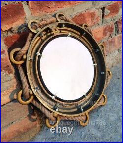 Nautical Porthole Antique Brown Finish Port hole mirror Glass Wall Hanging