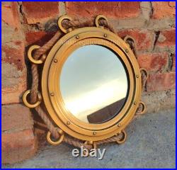 Nautical Porthole Antique Brown Finish Port hole mirror Glass Wall Hanging