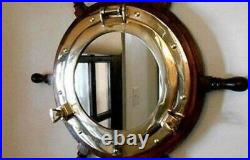 Nautical Porthole Captain ship wheel 18 Handmade Decal Wall mirror wooden GIFT