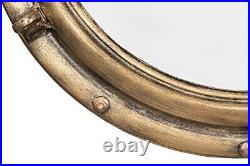 Nautical Round Metal Porthole Wall Mirror, Gold Finish