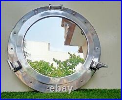 Nautical Silver Finish Porthole Mirror 24 Maritime Ship Round Window Wall Décor