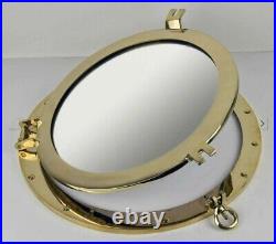 Nautical Tropical Imports 17 Inch Solid Brass Finish Wall Mount Porthole Mirror