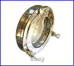 Nickel Plated Heavy Canal Boat Porthole Window Ship Round Mirror Home Wall Decor