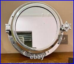 Nickel Plated Heavy Canal Boat Porthole Window Ship Round Mirror Wall Hanging 16