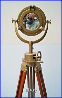 Porthole Mirror 10 with Floor Tripod Stand Maritime Antique Home Decor Nautical