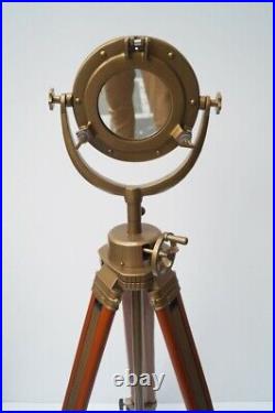 Porthole Mirror 10 with Floor Tripod Stand Maritime Antique Home Decor Nautical
