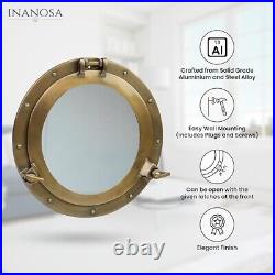 Porthole Mirror 30 Inch Brass Finish Nautical Wall Décor for Bathroom and Be