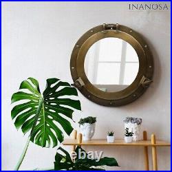 Porthole Mirror 30 Inch Brass Finish Nautical Wall Décor for Bathroom and Be
