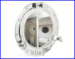 Porthole Nickel Plated Porthole Bathroom Decor Mirror, Maritime Decor Porthole