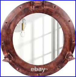 Rustic Copper Aluminium Porthole 17 Window Nautical Ship Port Mirror Wall Decor