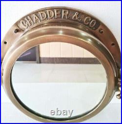 Rustic Elegance 16 Brown Porthole-Style Canal Boat Window Ship Round Mirror