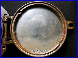 Vintage Heavy Brass Porthole With Mirrored One Way Glass And Brass Screen