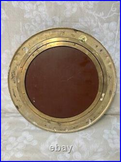 Vintage Porthole Mirror Metal Frame with Gold Colored Lacquer
